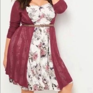 Torrid pointelle open cardigan berry